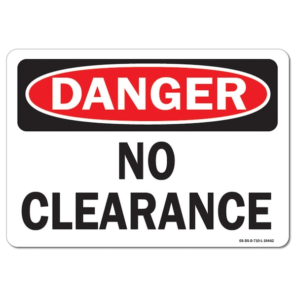 Safety Sign, OSHA Danger, 3.5" Height, No Clearance, Landscape, 10PK